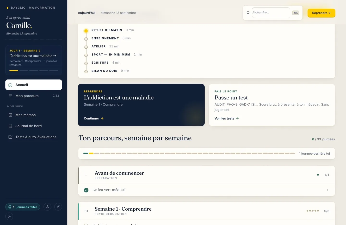Le parcours guidé Dayclic sur ordinateur