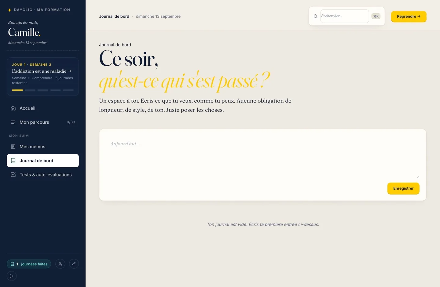 Le journal de bord personnel